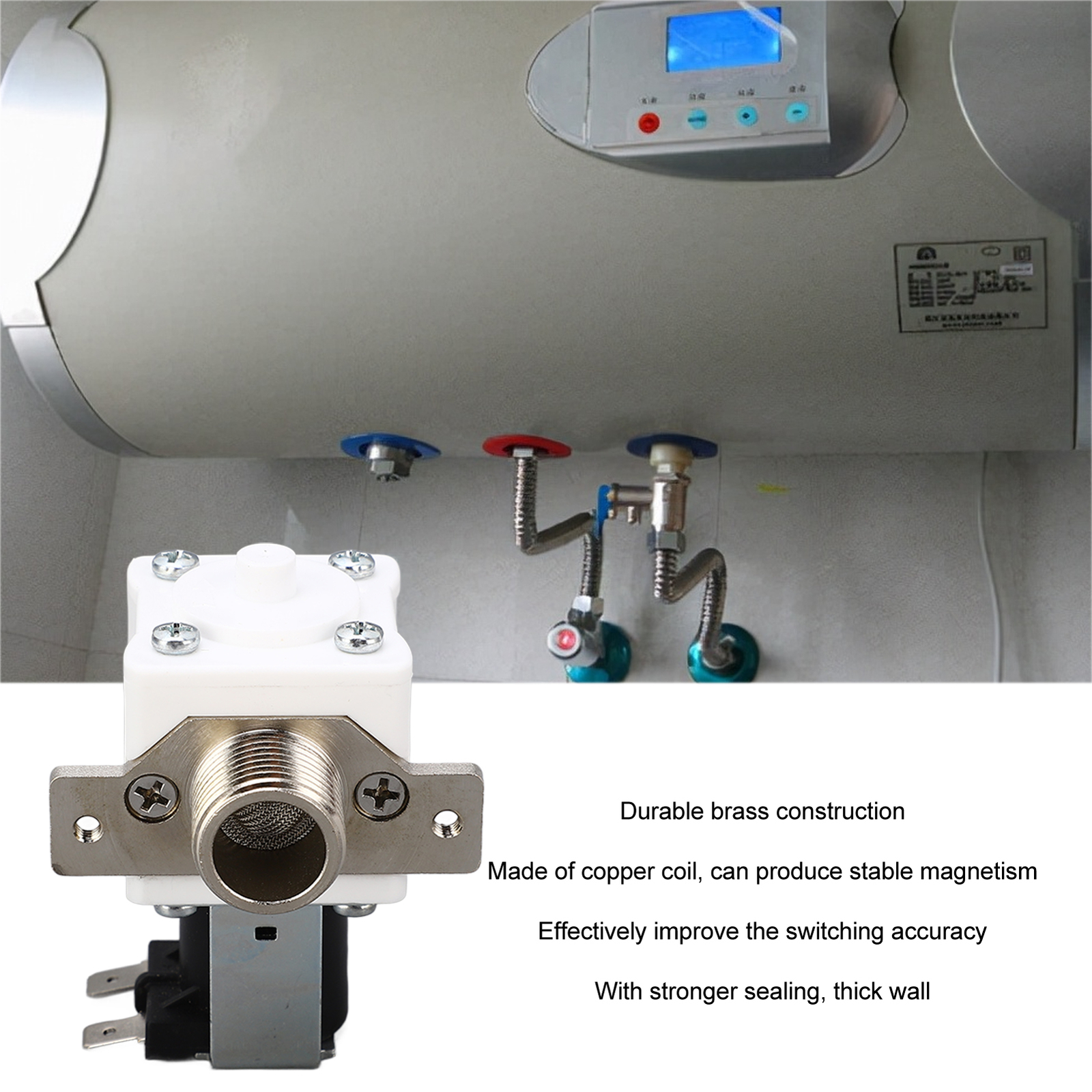 Electric Solenoid Valve G1/2in Water Heater Inlet Valve Brass Coil PC Housing eBay