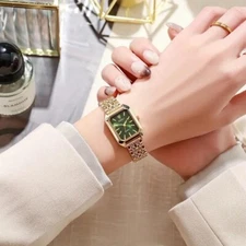 Women's Business Rectangle Quartz Watch Luxury Golden Fashion Analog Wrist Watch