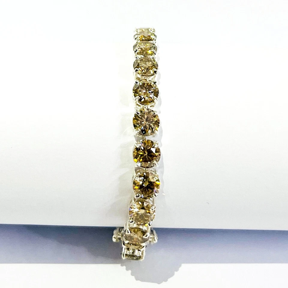 Brazalete Tenis Diamantes Tratados Champagne 6 mm 8 Pulgadas Gran Brillo Certificado Foto 3 de 4