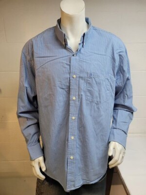 IZOD long sleeve casual blue plaid shirt size xl / we2784 r1 t6
