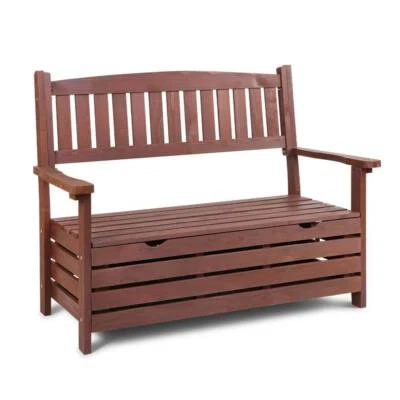 Gardeon Outdoor Storage Bench Box Wooden Garden Chair 2 Seat Timb