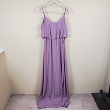 Show Me Your Mumu Caitlin Ruffle Maxi Dress in Antique Rose Chiffon Women Size M