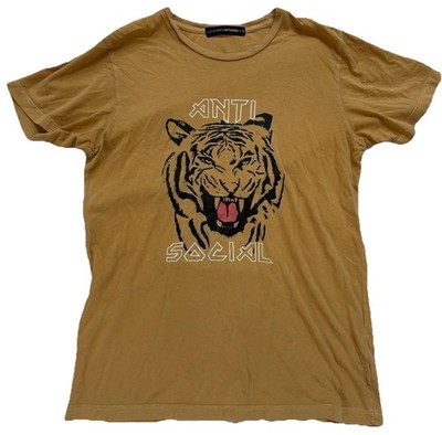 Anti Social Tiger Graphic Shirt Black Small Oversized Streetwear 100% Cotton