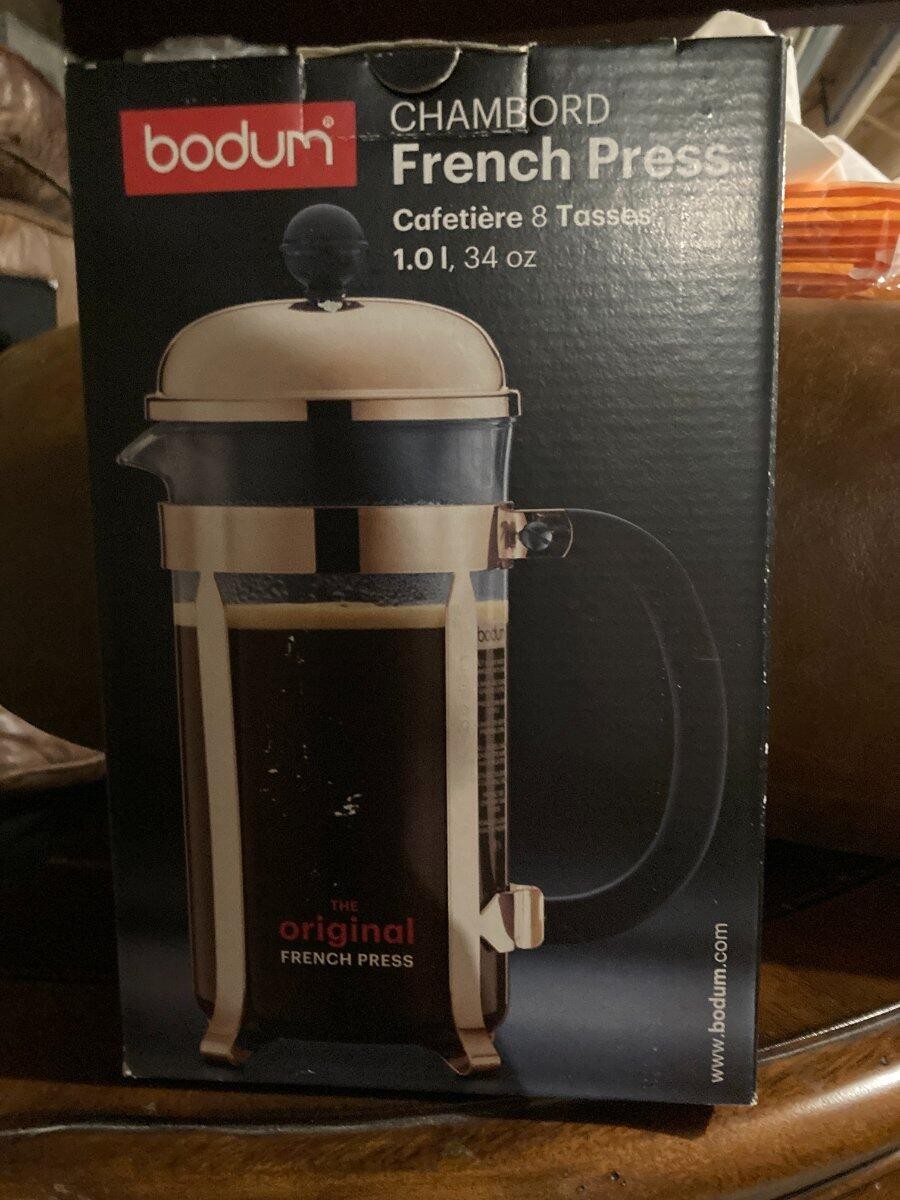 Bodum Chambord NIB Original French Press 34 oz Coffee Maker  Navy/Gold