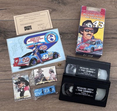 Richard Petty 1992 Fan Appreciation Tour Autographed Memorative Set COA VHS Card