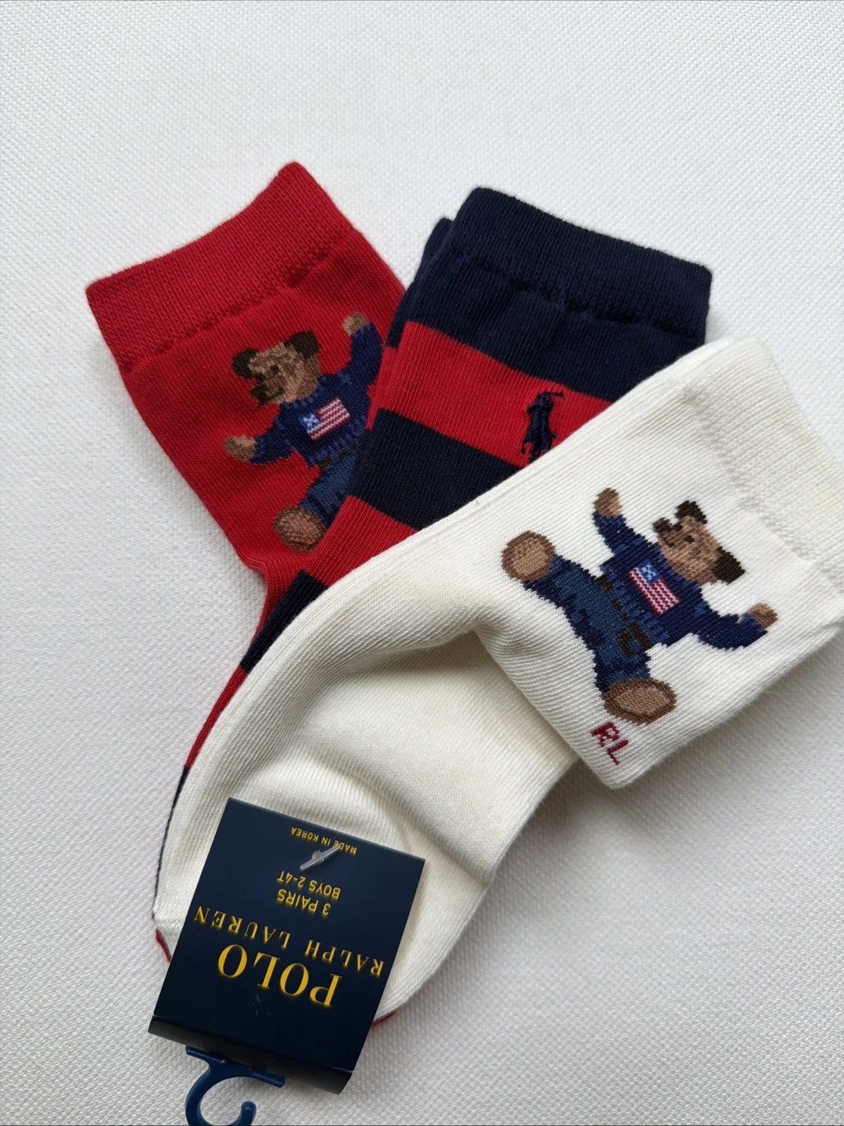 Polo Ralph Lauren Toddler Boys 2-4T Socks Polo Bear Set Of 3 Cotton Blend
Opens in a new window or t