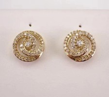 2Ct Round Cut Real Moissanite 14k Yellow Gold Plated Fancy Cluster Stud Earrings