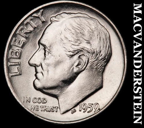 1959-D Roosevelt Dime- Silver- Choice Gem Brilliant Uncirculated Luster #J3350