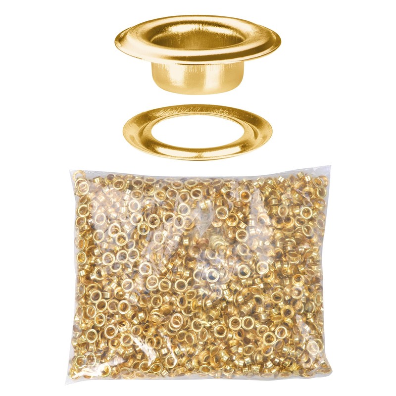 Yescom 2000 pcs 1/4" Grommet Kit 6mm Size #0 Eyelets and Washers Brass YES0379