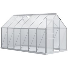 12' x 6' Polycarbonate Walk-in Garden Greenhouse Kit w/ Sliding Door, Silver
