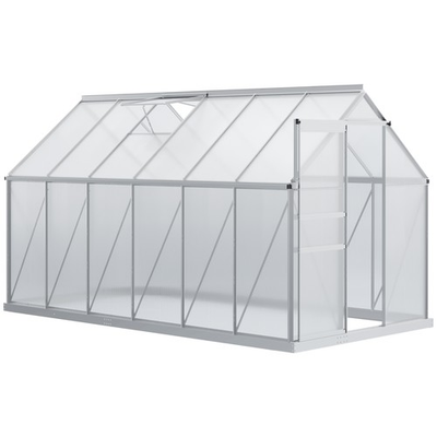 #ad 12#x27; x 6#x27; Polycarbonate Walk in Garden Greenhouse Kit w Sliding Door Silver $309.99