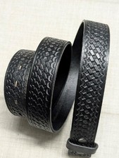 vintage style TOOLED buckle belt WESTERN black 38 leather COWHIDE full grain