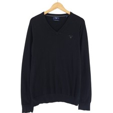 GANT Jumper Sweater Men Black Cotton Rs0 Size L