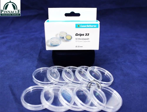 10 Direct Fit 33mm Coin Capsules 1oz Gold $50 Eagle & 1oz $100 Platinum Eagle