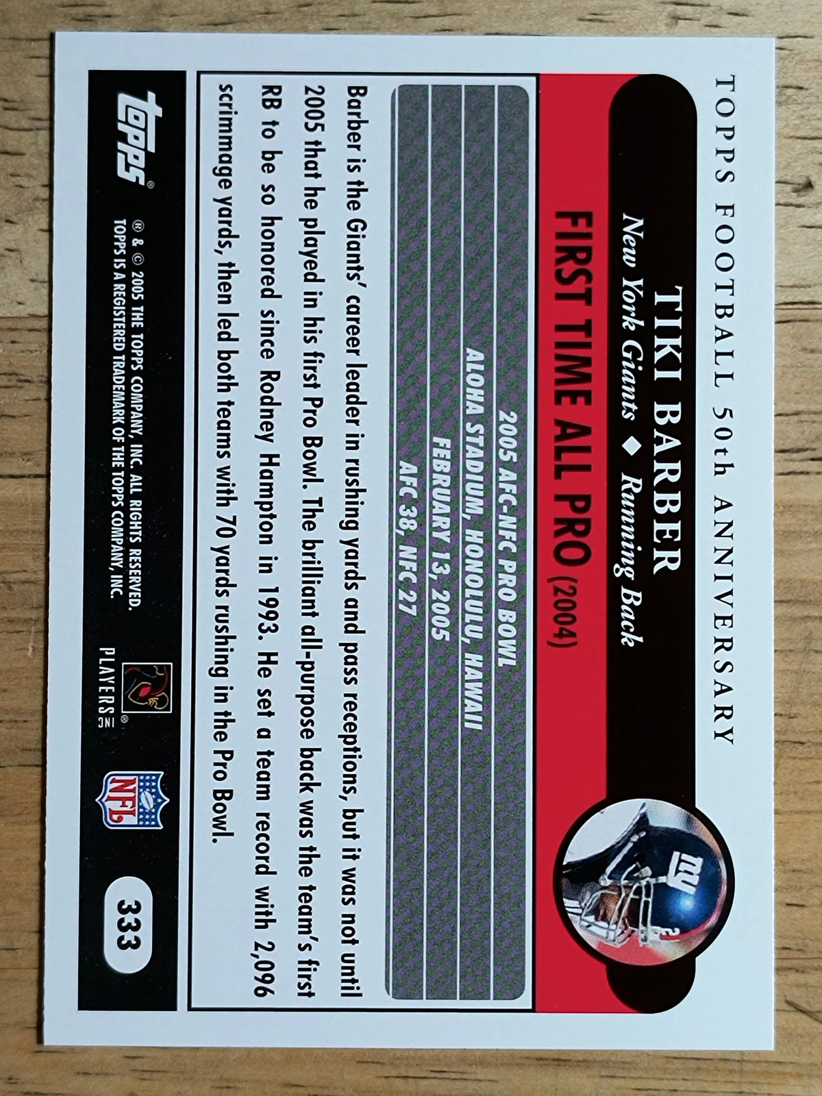 2005 Topps #333 Tiki Barber AP
