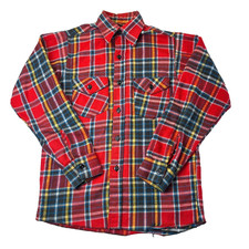 Vintage 70s Frostproof Flannel Sanforized 100 Cotton Size 14.5 S Red Plaid USA