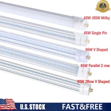 8FT LED Tube Light T8 T12 Single Pin FA8 Bulbs 45W 65W 90W 8Foot LED Shop Light