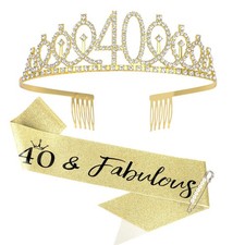 CIEHER Gold 40th Birthday Crown 40 3 Piece Set,