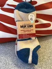 Muk Luks Womens Socks Wool Blend Ankle 2 Pair Shoe Size 6-11 Fully Cushioned