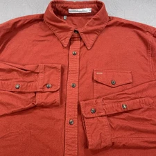 Criquet Shirt Mens 2XL Rust Red Long Sleeve Button Down Casual Pocket Solid