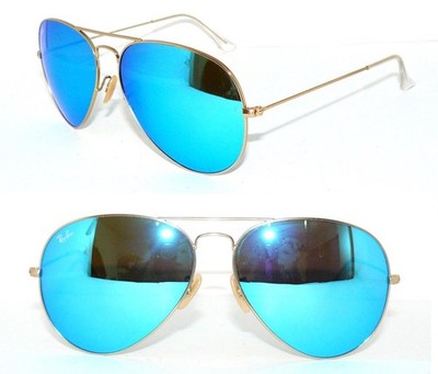 Ray Ban SONNENBRILLE GOLD BLAU SPIEGEL RB 3025 112/17 55 AVIATOR BRILLE PILOT RS