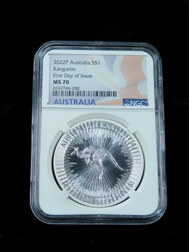 2022-P $1 Australia Kangaroo 1 oz .999 Fine Silver Coin - NGC MS70 FDOI
