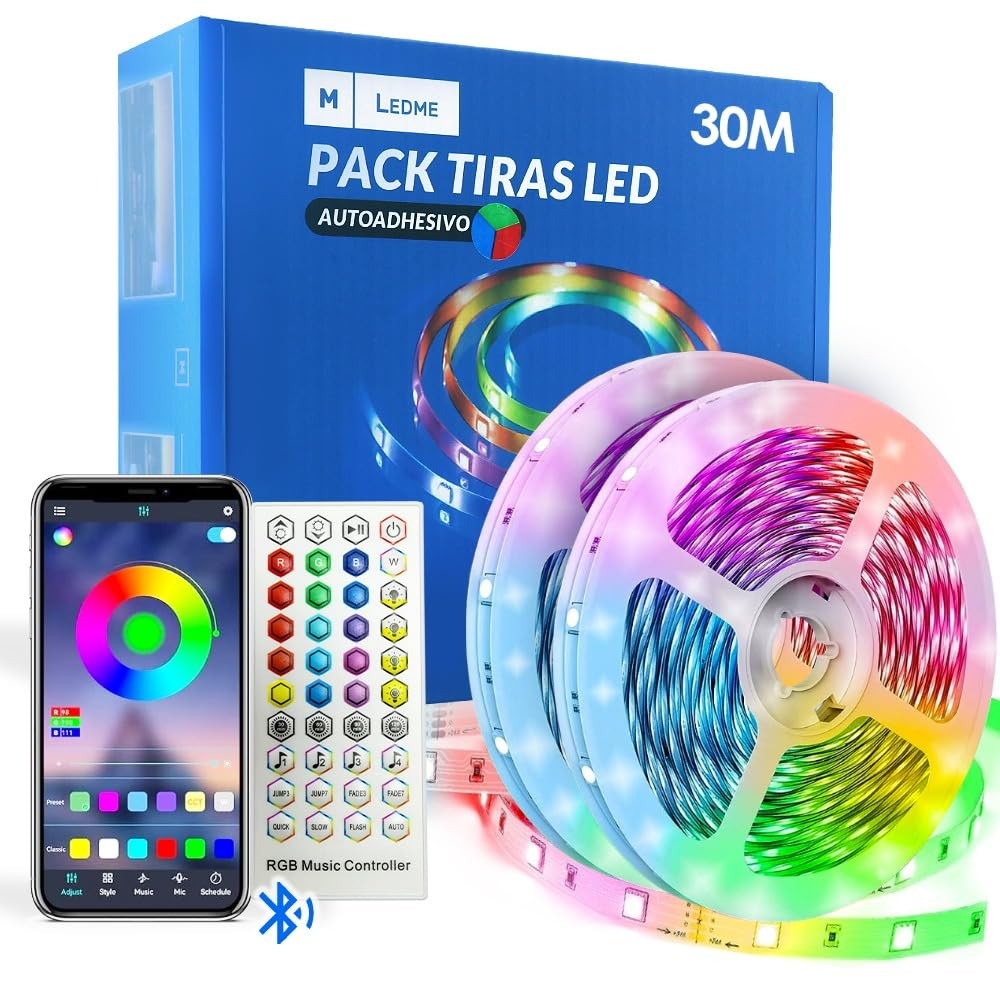M Ledme Striscia LED RGB 30m - Luci LED Camera con App e Bluetooth