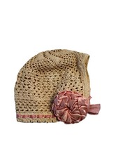 Antique Crochet Baby/Young Child Bonnet With Pink Satin Ribbon Baptism