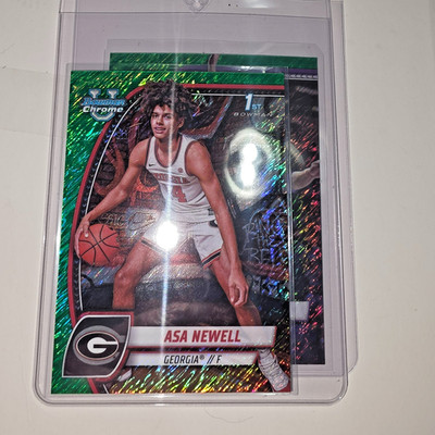 2025 1ST BOWMAN CHROME U ''GREEN SHIMMER'' #8 ASA NEWELL - GEORGIA/ATLANTA HAWKS