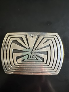 Bradley Gashwazra BG Vtg Hopi Sterling Belt Buckle Man In The Maze RARE!