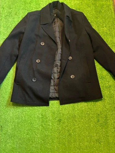 KENNETH COLE Coat Mens Small Black Peacoat Zip Up Bib Quilted Wool  NWOT - product listing photo