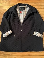 NWT Avenue Women’s BLACK DIAMOND QUILTED Plaid Lined Coat Jacket 22/24 2X 3X New