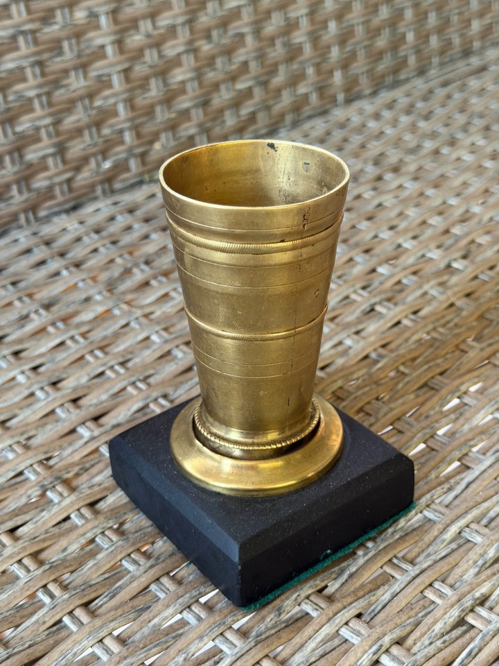 A genuine Tsarist-era Imperial Russian brass pencil cup is a piece of actual history sitting on your desk — not a reproduction, a real artifact.
