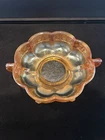 Vtg Marigold Jeannette Glass Aztec Rose Bowl Carnival Glass Pre Owned