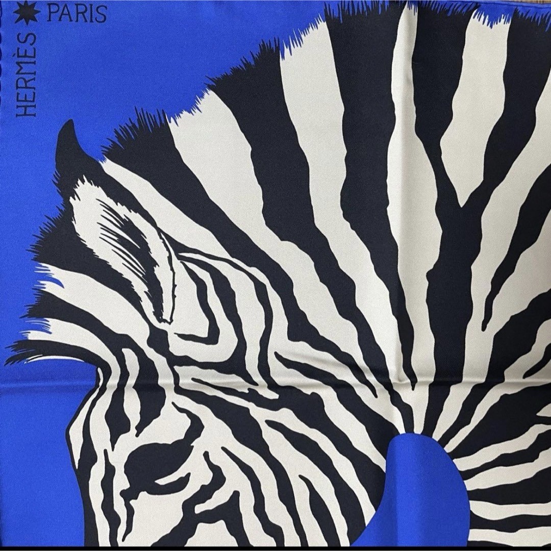 Hermes Scarf Stole Zebra Pegasus Blue Bandana Alice Shirley Silk