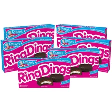 Drake's Ring Dings, 6 Boxes of Chocolate Covered Frosted Creme Snack Cakes