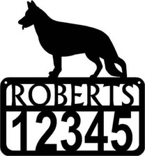 German Shepherd Personalized Dog Sign with Name  House Numbers - Made in USA