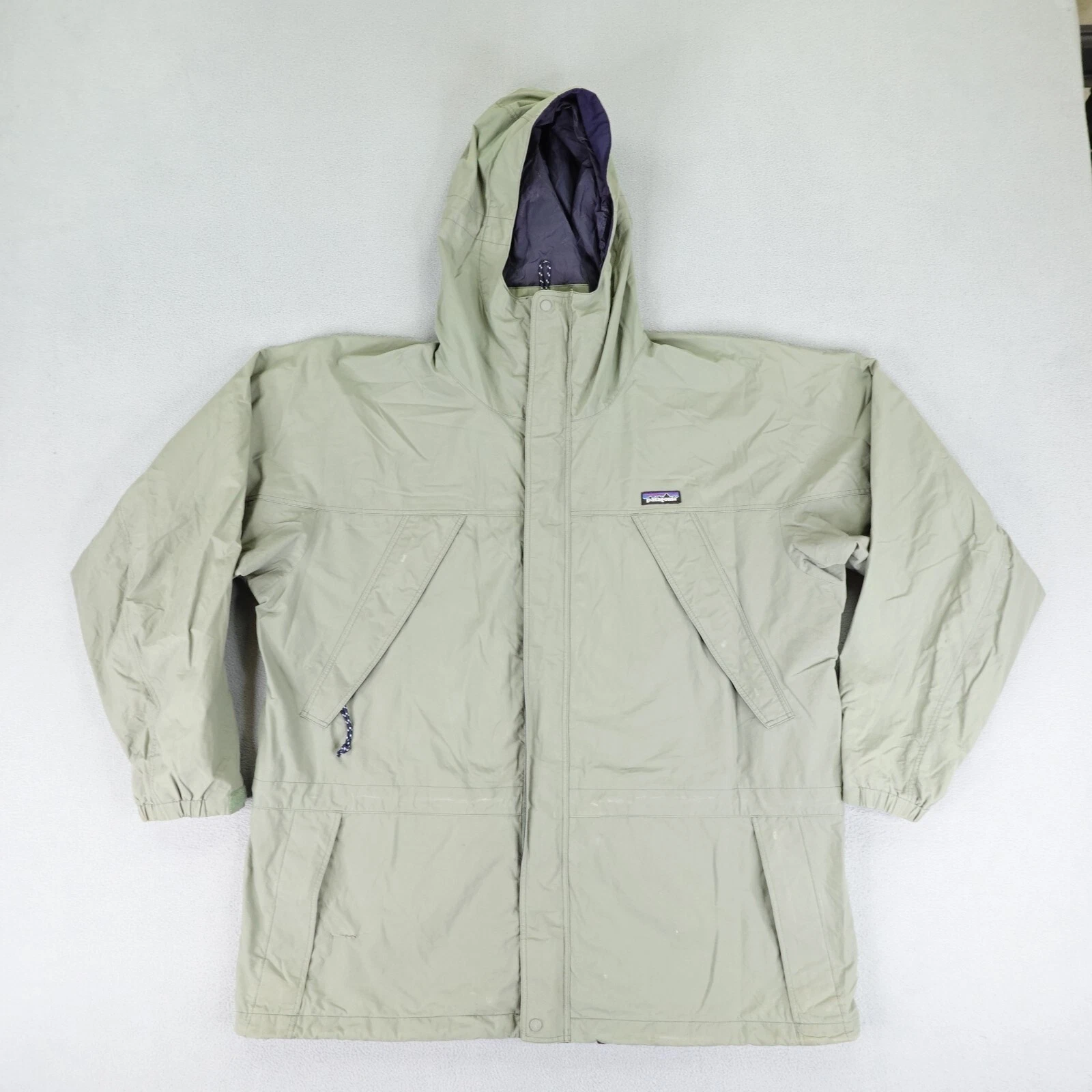 patagonia vintage storm coat rain windbreaker zip up 90s jacket
