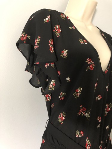 Tuta donna Inspired Hearts nera autocravatta vita stampa floreale gamba larga S - Foto 6 di 12