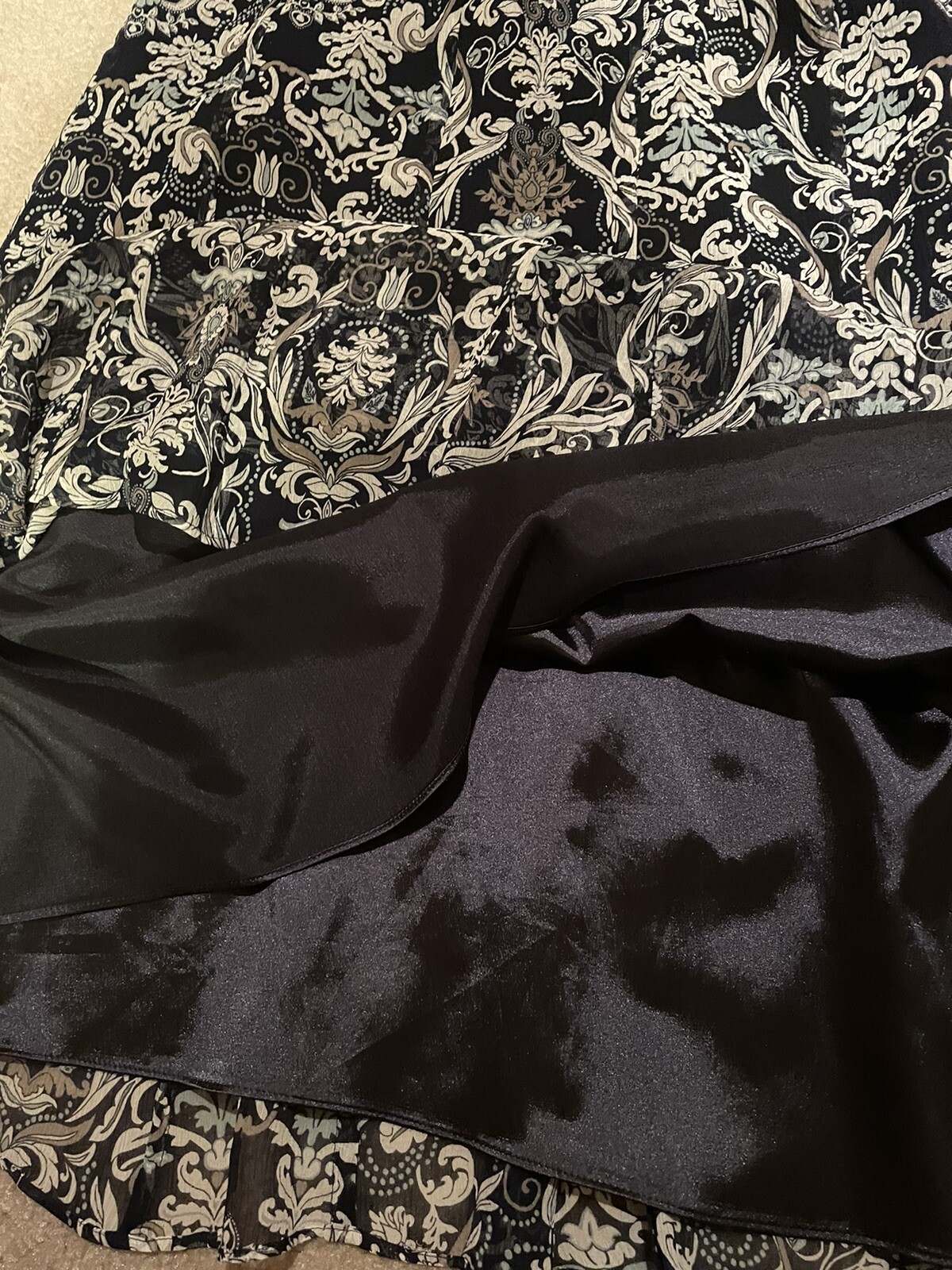 Pendleton Beautiful Lined  100% silk Navy Blue Pr… - image 3