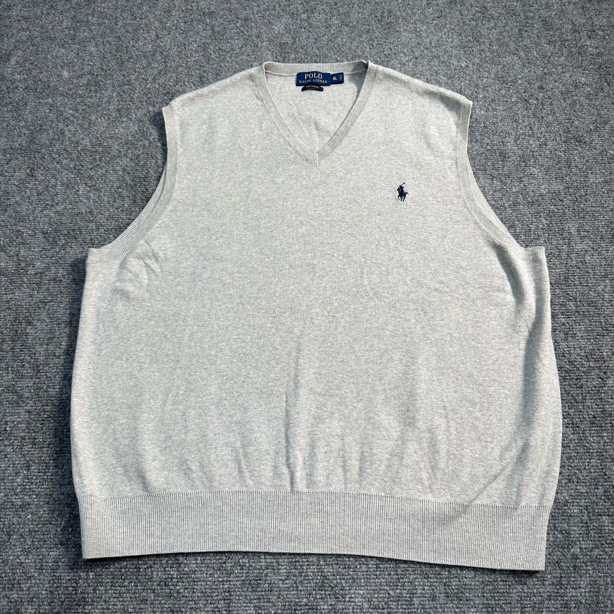 Polo Ralph Lauren Sweater Vest Mens XL Grey Pima Cotton V-Neck