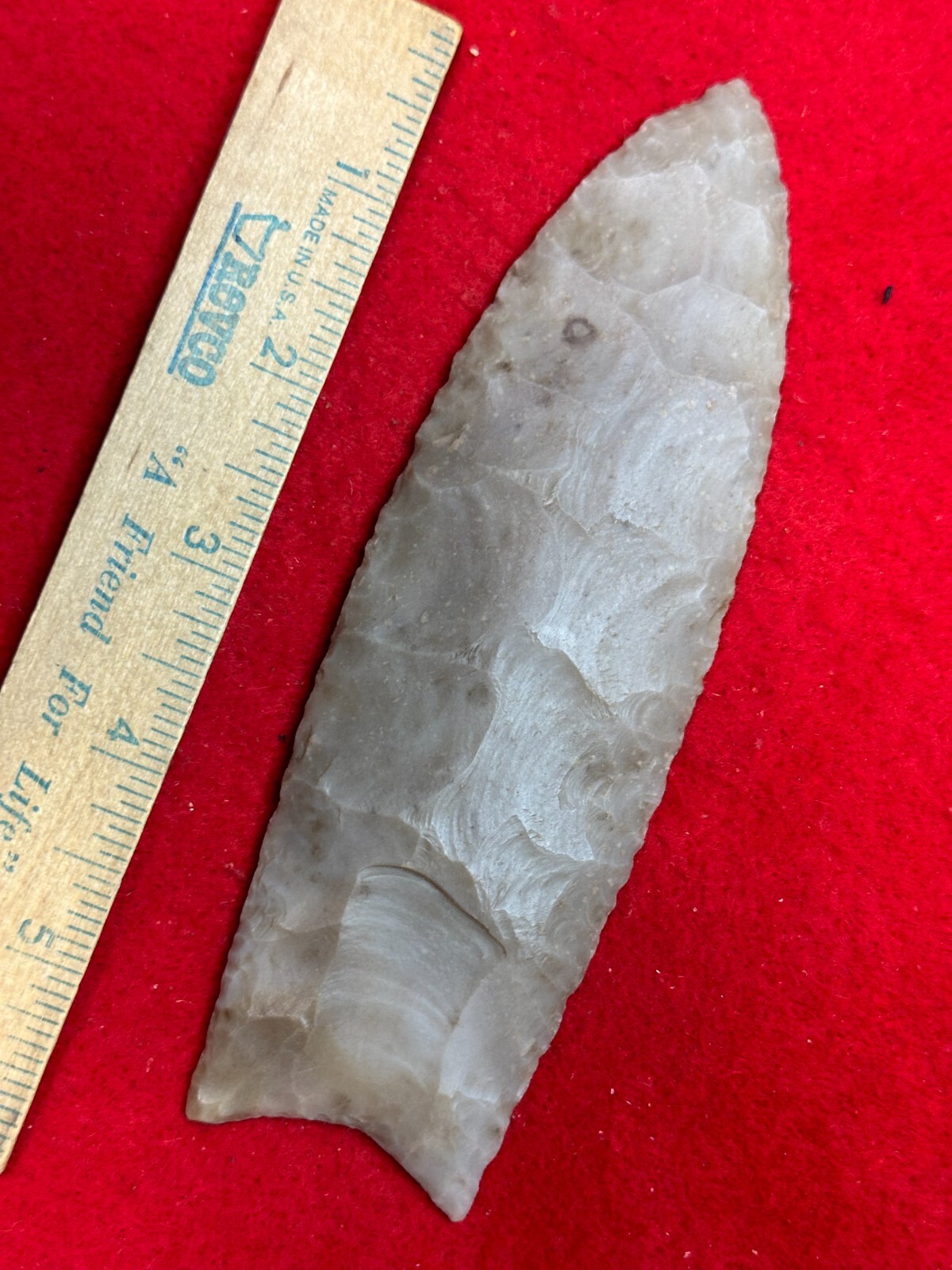 5 7/8" Fluted Clovis Point, Indian Artifacts, Arrowheads, Hopewell