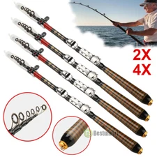 2/4X Carbon Fiber Telescopic Fishing Rod Spinning Pole Sea Saltwater Freshwater