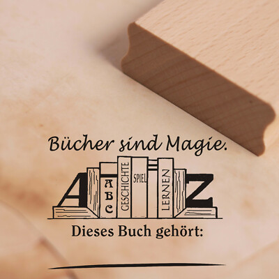 Stempel Exlibris Namensstempel DIESES BUCH GEHÖRT Motivstempel Bücherstempel  