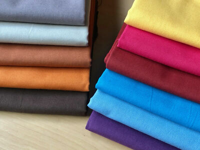 Plain Cotton Fabric For Dress Curtains Light Upholstery - Mixed Colours - 280cm