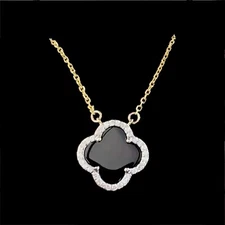 Fina Joya Oro 14k, Piedra Onyx Bordeado De Pequeños Diamantes Lab Grown.