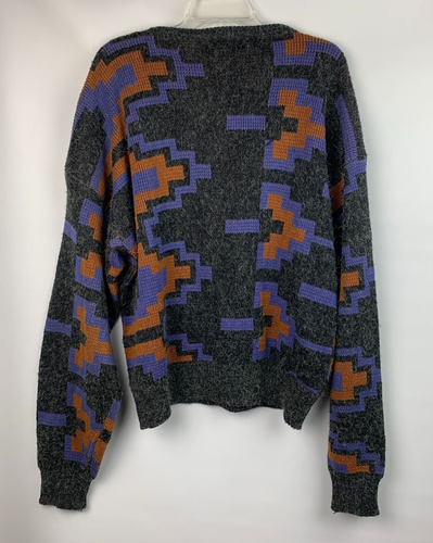 McGregor Sweater Geo-Print Charcoal Multi Pullover Long Sleeve Acrylic Size L - Picture 2 of 7