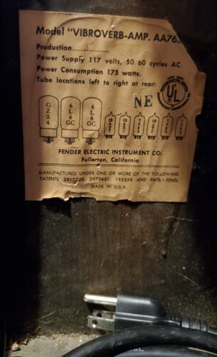 1964 Fender Vibroverb Amp 1x15 JBL - Picture 19 of 20