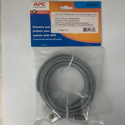 10ft Cat5e Crossover Ethernet Cable- RJ45, UTP, Grey Wire, Grey Boot, 24AWG