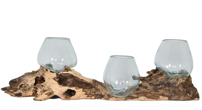 Handcrafted Rustic Driftwood Terrarium Modern Organic Planter Centerpiece 28x9x9